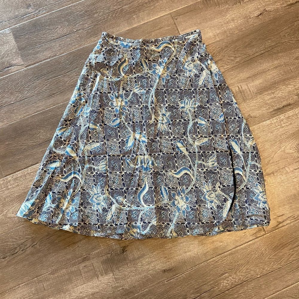 Charter Club Blue Floral Midi Skirt